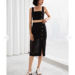 & Other Stories Black Eyelet Skirt NWT